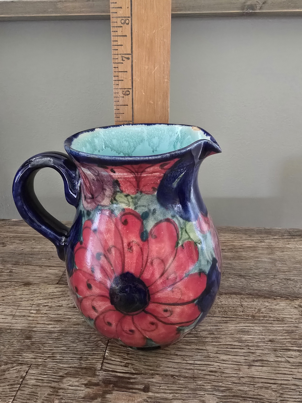 Vintage Moorcroft Pottery Handcrafted Ceramic Floral Pitcher 5"